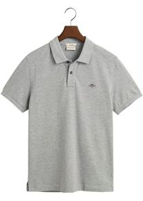 Gant Herren Poloshirt "SLIM SHIELD SS PIQUE POLO", grau, casual, Gr. XXL, meliert, Jersey, Obermaterial: 100% Baumwolle, Shirts, mit Logostickerei