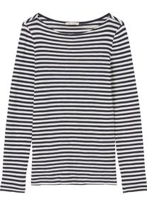 Marc O'Polo MARC O'POLO Damen Langarmshirt, blau, Basic, Gr. XS, gestreift, Jersey, Obermaterial: 100% Baumwolle, Shirts, mit leichtem U-Boot-Ausschnitt