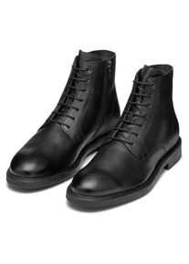 Geox Herren Schnürboots "U TIBERIO D", Gr. 44, schwarz, Leder, elegant, Schuhe, Business Schuh, Festtagsschuh mit feinem Blockabsatz
