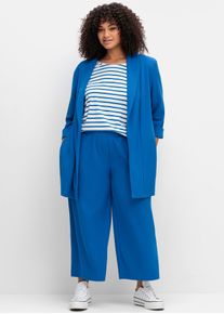 sheego Damen Longblazer "Longblazer", blau, Gr. 44, 95% Polyester, 5% Elasthan, Blazer
