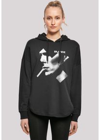 F4NT4STIC Damen Kapuzenpullover "David Bowie Smoke Kreuz", schwarz, casual, Gr. L, Obermaterial: 100% Baumwolle, Pullover, Print