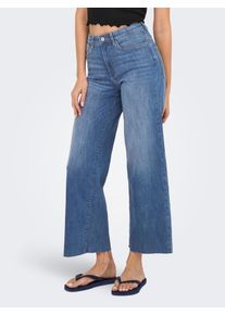Only Damen High-waist-Jeans "ONLANN-MADISON HW CROP WD DNM SOO618NOOS", blau, modisch, Gr. XS, unifarben, Denim/Jeans, Obermaterial: 86% Baumwolle,