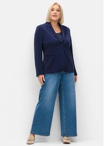sheego Damen Kurzblazer "Blazer", blau, Gr. 54, 100% Polyester, Blazer