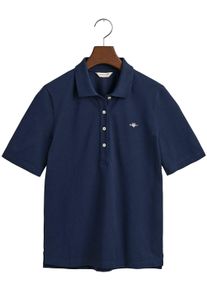 Gant Damen Poloshirt "SLIM SHIELD KA PIQUE POLO", blau, Basic, Gr. S, unifarben, Piquu00e9, Obermaterial: 100% Baumwolle, Shirts, mit grafischer