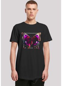 F4NT4STIC Herren T-Shirt "Pink Schmetterling LONG TEE", schwarz, casual, Gr. XXL, Obermaterial: 100% Baumwolle, Shirts, Print