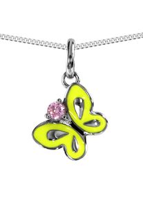 OSTSEE-SCHMUCK Damen Kette mit Anhänger "OSTSEE-SCHMUCK Kette mit Anhänger Schmetterling", 40cm, Silber 925 (Sterlingsilber), L: 40cm, gelb, Silber