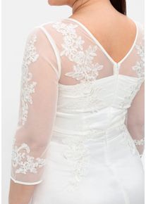 sheego Damen Abendkleid "Abendkleid", weiß, Gr. 54, unifarben, 100% Polyester, Kleider