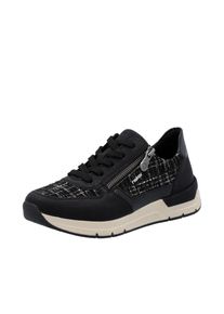 Rieker Damen Sneaker, Gr. 39, schwarz, Lederimitat, Textil, sportlich, Schuhe, Freizeitschuh, Schnürschuh, Halbschuh mit modischen Akzenten