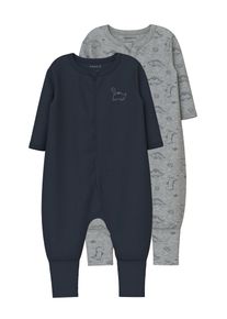 name it Kinder Schlafanzug "NBMNIGHTSUIT 2P ZIP FF GREY DINO NOOS", Gr. 98, grau, Jersey, Obermaterial: 100% Baumwolle, bedruckt, unifarben, meliert,