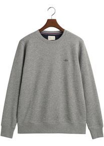 Gant Herren Sweatshirt "REG SHIELD C-NECK SWEAT", grau, casual, Gr. 4XL, meliert, Sweatware, Obermaterial: 87% Baumwolle, 13% Polyester, Sweatshirts,