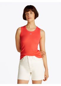 Tommy Jeans Damen Tanktop "TJW ESSENTIAL RIB TANK EXT", rosa, Basic, Gr. XS, unifarben, Rippware, Obermaterial: 95% Baumwolle, 5% Elasthan, Tops, mit