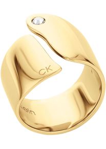 Calvin Klein Damen Fingerring "CK CHERISHED, 35000663C,D, 35000664C,D", 56, Edelstahl, 20mm, gold, Edelstahl, Fingerringe, mit Glasstein