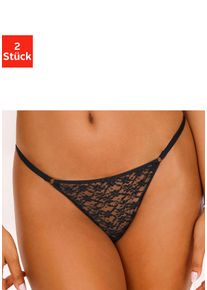 Vivance Damen String, Gr. 36, schwarz, Spitze, Obermaterial: 85% Polyamid, 15% Elasthan, Unterhosen, im 2er-Pack, aus zarter Spitze, sexy Dessous