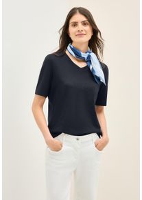 Cecil Damen T-Shirt, blau, casual, Gr. XXL, unifarben, Jersey, Obermaterial: 100% Baumwolle, Shirts, mit V-Ausschnitt