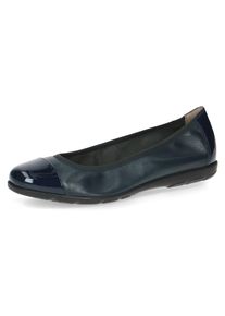 Caprice Damen Ballerina, Gr. 36, blau, Nappaleder, Lackleder, sportlich, Schuhe, Loafer, Slipper, Festtags Schuh mit Lack-Details