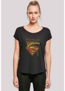 F4NT4STIC Damen T-Shirt "Long Cut T-Shirt DC Comics Superman Shield", schwarz, casual, Gr. XS, Obermaterial: 100% Baumwolle, Shirts, Damen,Premium