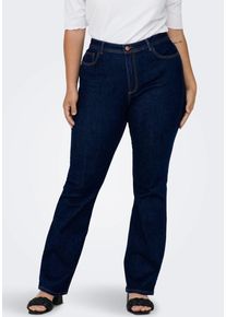 Only CARMAKOMA Damen Schlagjeans "CARSALLY", blau, casual, Gr. 42, Denim/Jeans, Obermaterial: 64% Baumwolle, 31% Polyester, 3% Viskose, 2% Elasthan,