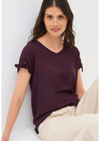 Cecil Damen T-Shirt, rot, casual, Gr. M, unifarben, Web, Obermaterial: 100% Viskose, Shirts, Blusenshirt mit gerundetem V-Ausschnitt