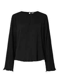 Y.A.S Damen Plisseeshirt "YASALISA LS TOP S. NOOS", schwarz, modisch, Gr. 46, unifarben, Jersey, Obermaterial: 95% Polyester, 5% Elasthan, Shirts