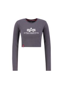 Damen Sweater "Alpha Industries Women - Longsleeves Basic Cropped Longsleeve W", grau, Gr. S, Alpha Industries, Obermaterial: 95% Baumwolle, 5%