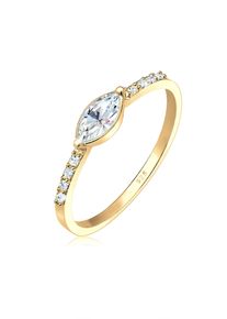 Elli Damen Verlobungsring "Verlobung Glas Kristalle Weiß 925 Sterling Silber vergoldet", 56mm, Silber 925 (Sterlingsilber), 1mm, gold, Silber 925
