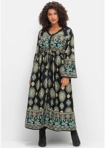 Damen Maxikleid "Maxikleid", schwarz, Gr. 50, sheego by Joe Browns, gemustert, 100% Viskose, Kleider