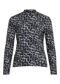 Vila Damen Stehkragenshirt "VILEOA L/S ROLLNECK TOP - NOOS", grau, modisch, Gr. L, bedruckt, Jersey, Obermaterial: 95% Polyester, 5% Elasthan, Shirts