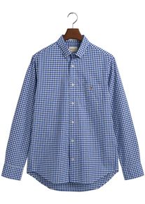 Gant Herren Langarmhemd "REG POPLIN GINGHAM SHIRT", blau, casual, Gr. XXXL, kariert, Web, Obermaterial: 100% Baumwolle, Hemden, mit Logostickerei auf