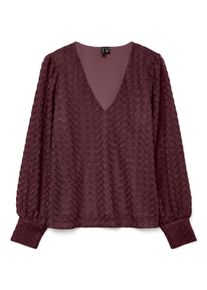 Véro Moda VERO MODA Damen Langarmshirt "VMBECCA LS V-NECK LACE TOP JRS NOOS", rot, modisch, Gr. XS, unifarben, Jersey, Obermaterial: 100% Polyester, Shirts