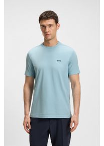 BOSS Green Herren Rundhalsshirt "Tee", blau, casual, Gr. L, Single Jersey, Obermaterial: 95% Baumwolle, 5% Elasthan, Shirts, mit gummiertem