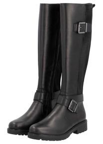 Remonte Damen Stiefel "Elisabeth Hurley-Collection", Gr. 42, schwarz, Leder, Lederimitat, Elastischer Einsatz, unifarben, klassisch, Schuhe,