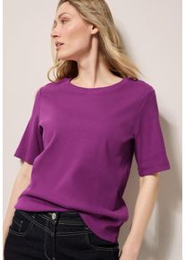 Cecil Damen T-Shirtanemone pink, casual, Gr. M, unifarben, Strukturmuster, Feinripp, Obermaterial: 95% Baumwolle, 5% Elasthan, Shirts, mit feiner