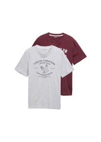 Tom Tailor Herren T-Shirtdusty wildberry rot, casual, Gr. XXXL, bedruckt, Jersey, Obermaterial: 100% Baumwolle, Shirts, mit Frontprint