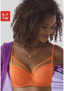 Lascana Damen Schalen-BH, Gr. 75, orange, Spitze, Obermaterial: 48% Polyamid, 45% Polyester, 7% Elasthan, modisch, BHs, mit modischer