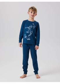 name it Kinder Pyjama "NKMNIGHTSET TITAN SKATER NOOS", Gr. 134, grau, Jersey, Obermaterial: 95% Baumwolle, 5% Elasthan, bedruckt, casual,