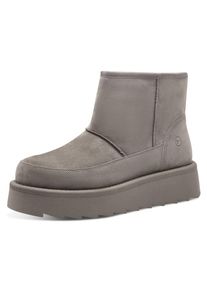 Tamaris Damen Winterboots, Gr. 42, grau, Leder, unifarben, casual, Schuhe, Plateau, Kurz-Stiefelette, Ankleboots mit Innenreißverschluss