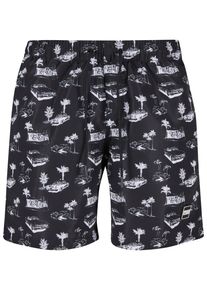 Urban Classics Herren Badeshorts "Urban Classics Herren Pattern Swim Shorts", schwarz-weiß, Gr. L, 100% Polyester, Badehosen