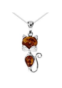 OSTSEE-SCHMUCK Damen Kette mit Anhänger "OSTSEE-SCHMUCK Kette mit Anhänger Katze Kette mit Anhänger Katze", 42cm, Silber 925 (Sterlingsilber), L:
