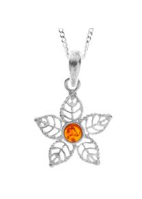 OSTSEE-SCHMUCK Damen Kette mit Anhänger "OSTSEE-SCHMUCK Kette mit Anhänger Blüte Kette mit Anhänger Blüte", 40cm, Silber 925 (Sterlingsilber), L: