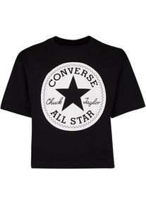 Converse Kinder T-Shirt "Cropped Style für Mädchen", schwarz, sportlich, Gr. 140, bedruckt, unifarben, Single Jersey, Obermaterial: 60% Baumwolle,