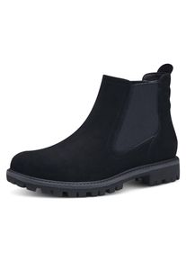 Tamaris Damen Chelseaboots, Gr. 37, blau, Nubukleder, sportlich, Schuhe, in derber Optik