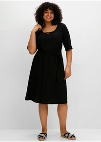 sheego Damen Jerseykleid "Jerseykleid", schwarz, Gr. 40, unifarben, 98% Polyester, 2% Elasthan, Kleider