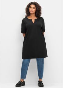 sheego Damen Longshirt "Longshirt", schwarz, Gr. 48, unifarben, 100% Baumwolle, Shirts