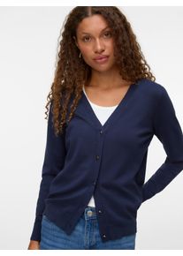 Véro Moda VERO MODA Damen Strickjacke "VMSILJE LS V-NECK CARDIGAN GA NOOS", blau, modisch, Gr. L, unifarben, Strick, Obermaterial: 77% Viskose, 23% Polyester,
