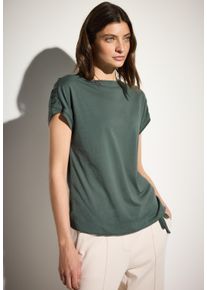 Cecil Damen T-Shirtbalmy khaki, Basic, Gr. XXL, unifarben, Web, Stoff, 50% Baumwolle, 50% Modal, Shirts, mit Tunnelzug am Saum