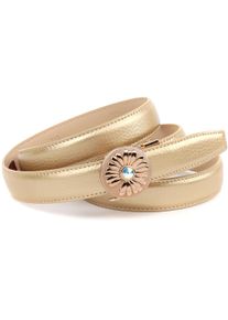 Anthoni Crown Damen Ledergürtel, gold, casual, Gr. 90, Rindsleder, Gürtel