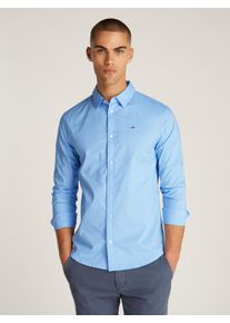 Tommy Jeans Herren Langarmhemd "Sabim Stretch Hemd Shirt", blau, casual, Gr. S, unifarben, Web, Obermaterial: 97% Baumwolle, 3% Elasthan, Hemden,