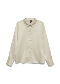 Véro Moda VERO MODA Damen Langarmbluse "VMMERLE LS SHIRT WVN GA NOOS", grau, modisch, Gr. XS, unifarben, Web, Obermaterial: 100% Polyester, Blusen
