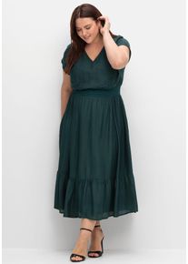 sheego Damen Maxikleid "Maxikleid", blau, Gr. 58, unifarben, 100% Viskose, Kleider