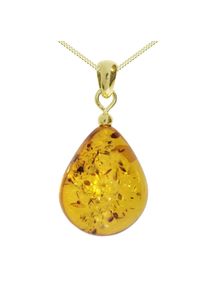 OSTSEE-SCHMUCK Damen Kette mit Anhänger "OSTSEE-SCHMUCK Kette mit Anhänger Tropfen ca. 20 mm lang", 42cm, Silber 925 (Sterlingsilber), L: 42cm, gold,